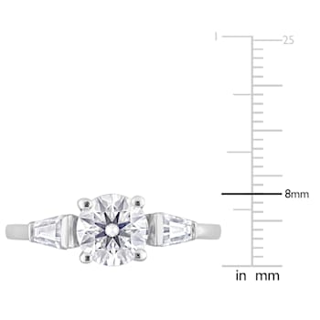 1 1/5 CT TGW Created Moissanite 3-Stone Ring in Sterling Silver