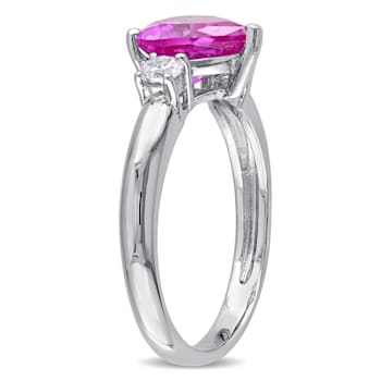 2 1/2 CT TGW Created Pink and White Sapphire Heart Ring in Sterling Silver