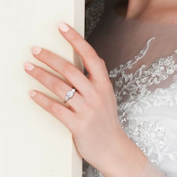 3 CT TGW Created Moissanite 3-Stone Ring in Sterling Silver