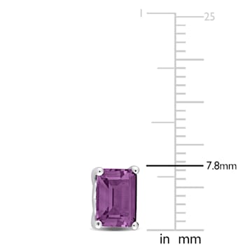 3 CT TGW Octagon Simulated Alexandrite Stud Earrings in Sterling Silver