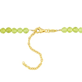 11 1/3ctw Peridot Beaded Necklace in Yellow Plated Sterling Silver