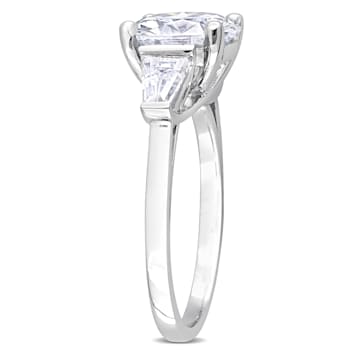 3 CT TGW Created Moissanite 3-Stone Ring in Sterling Silver