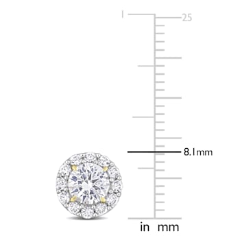 1 3/4 CT TGW Created White Sapphire Halo Stud Earrings in Yellow Plated
Sterling Silver