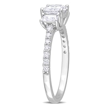1 1/4 CT DEW Created Moissanite 3-Stone Ring in Sterling Silver