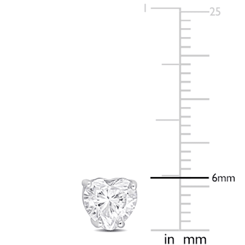 1 1/2 CT TGW Heart Shape Created Moissanite Stud Earrings in Sterling Silver