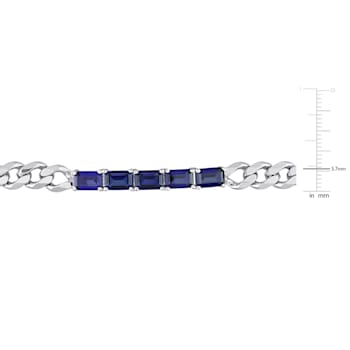 4 3/4 CT TGW Created Blue Sapphire Link Bracelet in Sterling Silver