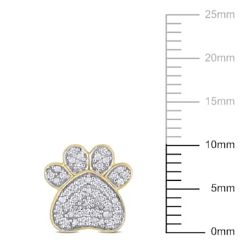 1/5 CT TDW Diamond Dog Paw Stud Earrings in 10k Yellow Gold