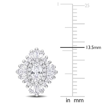 2 7/8 CT TGW Created White Sapphire Starburst Earrings in Sterling Silver