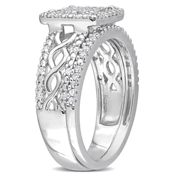 1/3 CT TW Diamond Square Halo Infinity Bridal Set in Sterling Silver