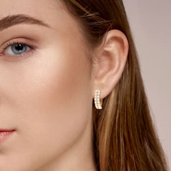 2-2.5MM Freshwater Cultured Pearl and 1/10 CT TW Diamond Hoop Earrings
in 14K Yellow Gold