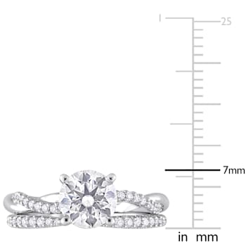 1 1/2 CT TGW Created Moissanite Engagement Ring Set in 10K White Gold