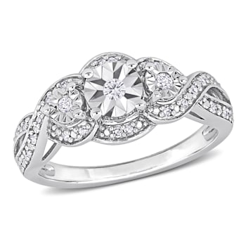 1/5 CT TW Diamond Vintage StyleRing in Sterling Silver