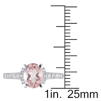1 1/7 CT TGW Morganite and Diamond Accent Ring in Sterling Silver