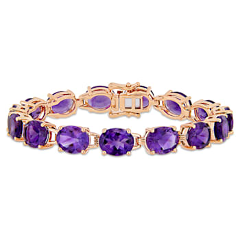 36 CT TGW Oval-Cut Africa-Amethyst Tennis Bracelet in Rose Gold Plated
Sterling Silver