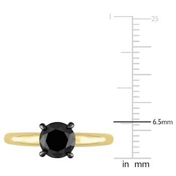 1-1/2 ct Black Diamond Solitaire Engagement Ring in 10K Yellow Gold