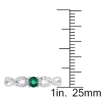 1/10 CT TGW Created Emerald and 1/10 CT TW Diamond Infinity Ring in
Sterling Silver