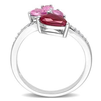 2 1/5 CT TGW Ruby, Pink Sapphire and 1/10 CT TW Diamond Ring in 14K
White Gold