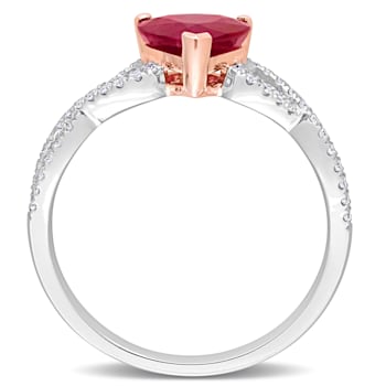 1 3/4 CT TGW Ruby and 1/4 CT TW Diamond Heart Infinity Ring in 14K
2-Tone White and Rose Gold
