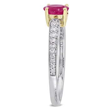 5/8 CT TGW Ruby and 1/6 CT TW Diamond Ring in 10K White Gold