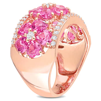 5 1/4 CT TGW Created Pink and White Sapphire Floral Ring in Rose Plated
Sterling Silver