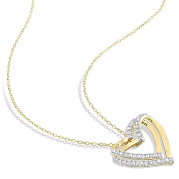 1/5ctw Diamond Open Heart Pendant with Chain in 18K Yellow Gold Over
Sterling Silver