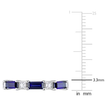 1 3/8 CT TGW Created Blue and White Sapphire Ring in Sterling Silver