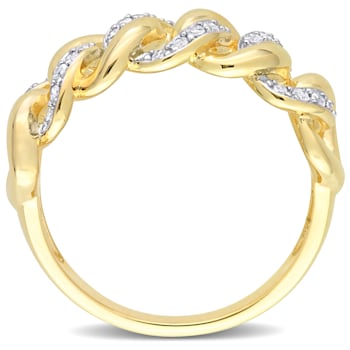 1/4ctw Diamond Interlocking Link Ring in 18K Yellow Gold Over Sterling Silver