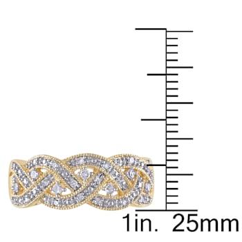 1/8ctw Diamond Braided Ring in 18K Yellow Gold Over Sterling Silver