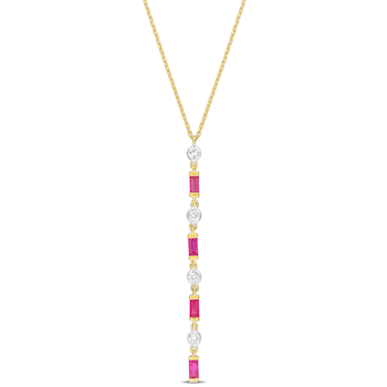 3/4 CT TGW Ruby and 1/5 CT TW Diamond Necklace in 10K Yellow Gold