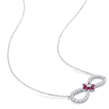 Created Ruby and Created White Sapphire Infinity Floral Sterling Silver
Pendant with Chain