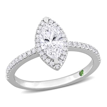 1 1/2 CT TGW Lab Grown Diamond with Tsavorite Accent Halo Engagement
Ring in 14K White Gold