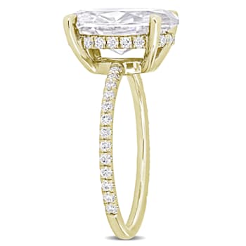 4-7/8 CT DEW Created Moissanite Engagement Ring in 10K Yellow Gold