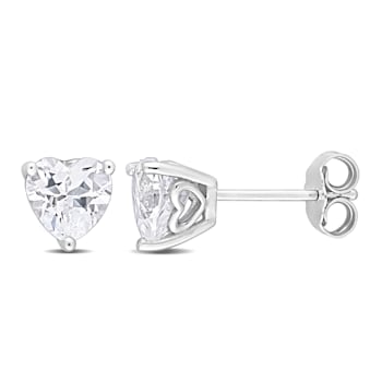 1 4/5 CT TGW Heart Shape Created White Sapphire Stud Earrings in
Sterling Silver