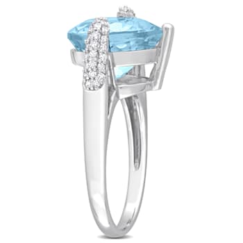 7 CT TGW Sky Blue Topaz and 1/5 CT TW Diamond Heart Ring in 14K White Gold