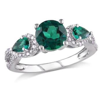 1 5/8 CTW Created Emerald and 1/6 CT TW Diamond 3-Stone Infinity Ring in
Sterling Silver