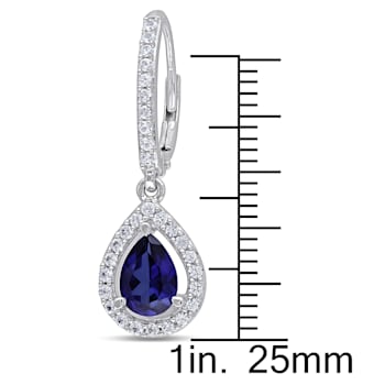 2-7/8ctw Created Blue and Created White Sapphire Drop Earrings in
Sterling Silver
