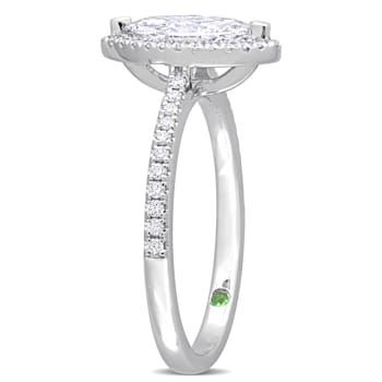 1 1/2 CT TGW Lab Grown Diamond with Tsavorite Accent Halo Engagement
Ring in 14K White Gold