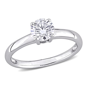 3/4 CT DEW Created Moissanite Solitaire Engagement Ring 14K White Gold