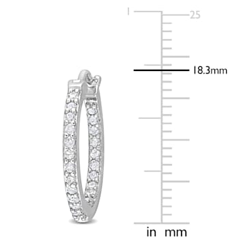 1/2 CT TW Diamond Inside Outside Hoop Earrings in Sterling Silver