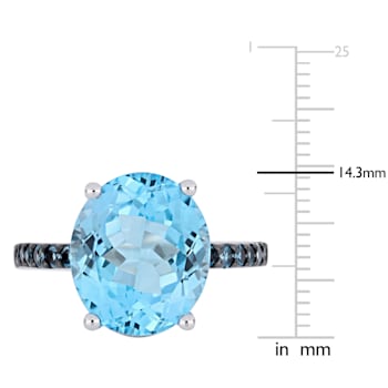 10 1/5 CT TGW London Blue Topaz & Sky Blue Topaz Ring in Sterling
Silver with Black Rhodium