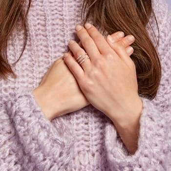 1/5 CT TW Diamond Coil Ring in 14K White Gold
