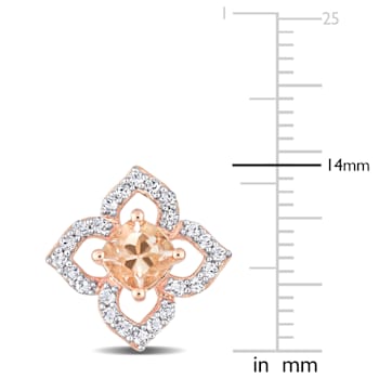 1 3/5 CT TGW Morganite and White Topaz Floral Stud Earrings in Rose
Plated Sterling Silver