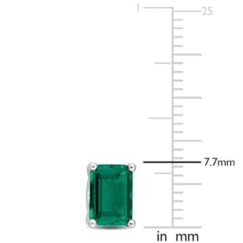 1 4/5 CT TGW Octagon Created Emerald Stud Earrings in Sterling Silver