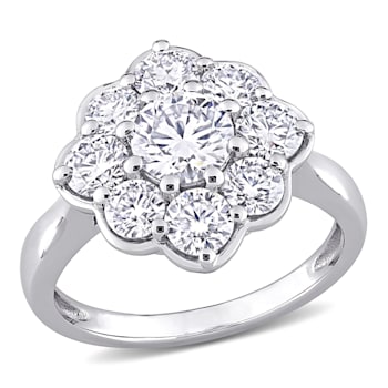 2-3/8 CT DEW Created Moissanite Floral Ring in 10K White Gold