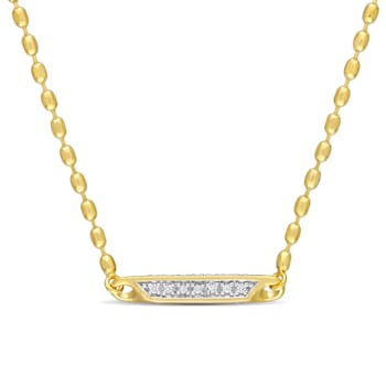 4/5 CT TGW Created White Sapphire Bar Necklace in Yellow Plated Sterling Silver