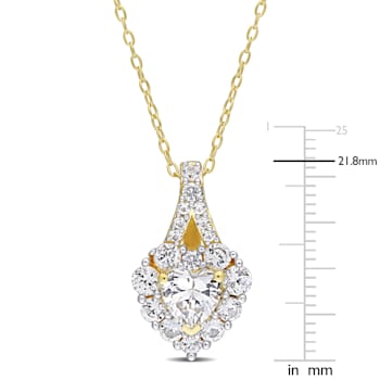 2 7/8 CT TGW Created White Sapphire Halo Heart Pendant With Chain in
Yellow Plated Sterling Silver
