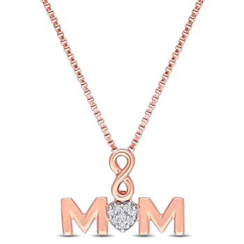Diamond Accent "MOM"  Pendant with Chain in 18K Rose Gold Over
Sterling Silver