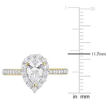 1 7/8 CT TGW Created White Sapphire Halo Teardrop Ring in Yellow Plated
Sterling Silver