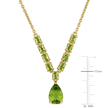 4 3/4 CT TGW Peridot Lariat Necklace in Sterling Silver