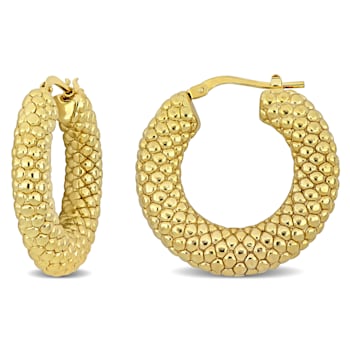 28MM Beaded Hoop Earrings in 18K Yellow Gold Over Sterling Silver